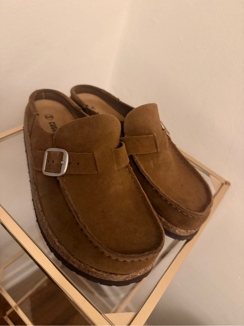 Cushionaire Suede Buckle Mules in Tan-Brown - Picture 5 of 5
